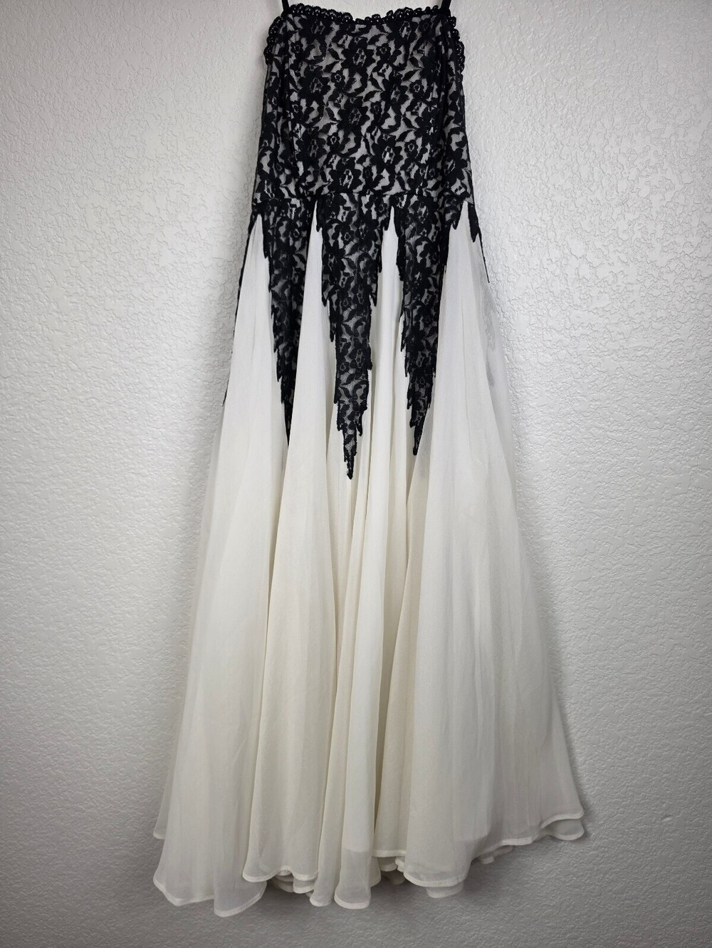 NWT $350 Free People Ivory Black Lace Goth Wedding Dress